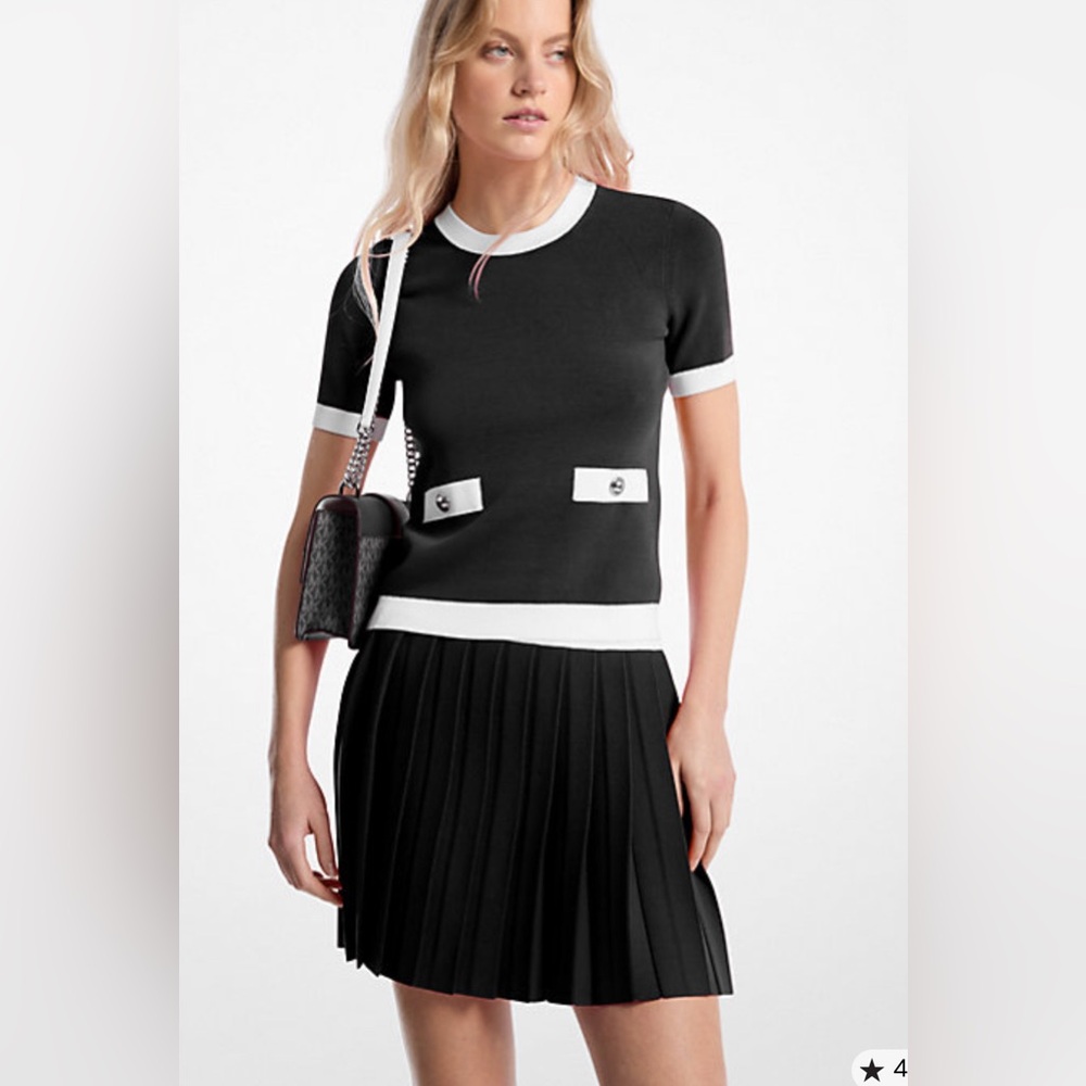 Michael Kors Black and White Short Sleeve Top